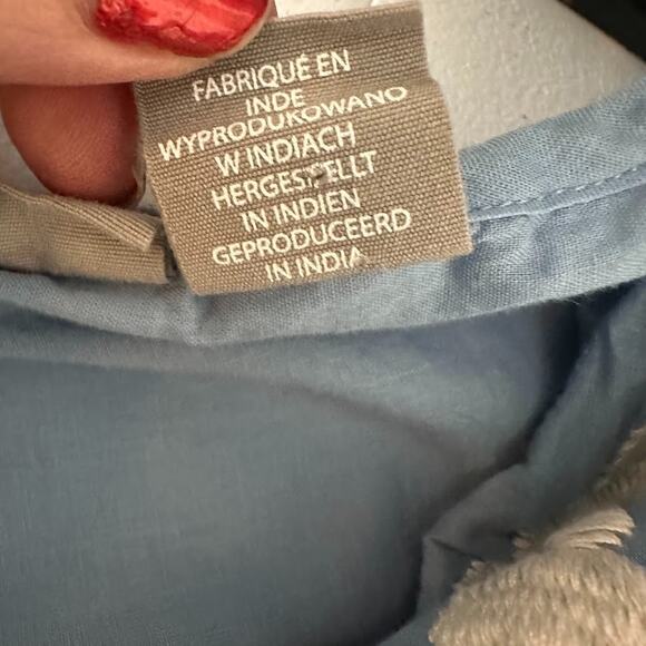 Lucky Brand Dress Sz M Blue Midi Floral Embroidered Tiered Ruffle Peasant Boho - Picture 8 of 8